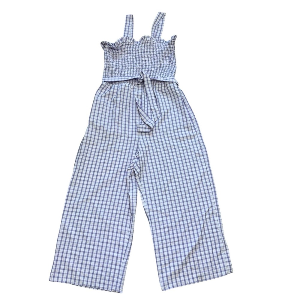 Riley & Rae Womens Sz Large Checkered Square Neck Sleeveless Jumpsuit Lilac